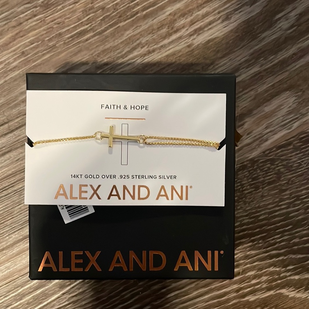 Alex and Ani Faith & Hope Gold plated silver Cross Bracelet